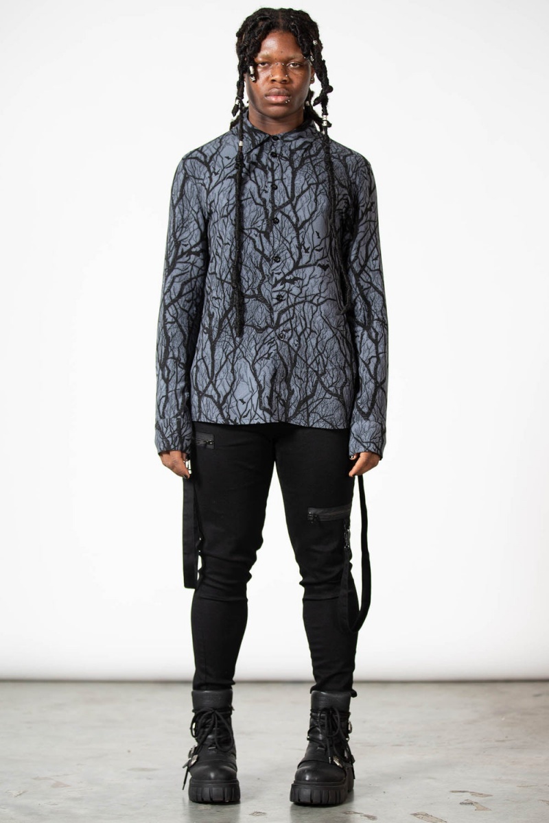 Killstar Night Grove Button-Up Shirt Negros | 15794-EASN