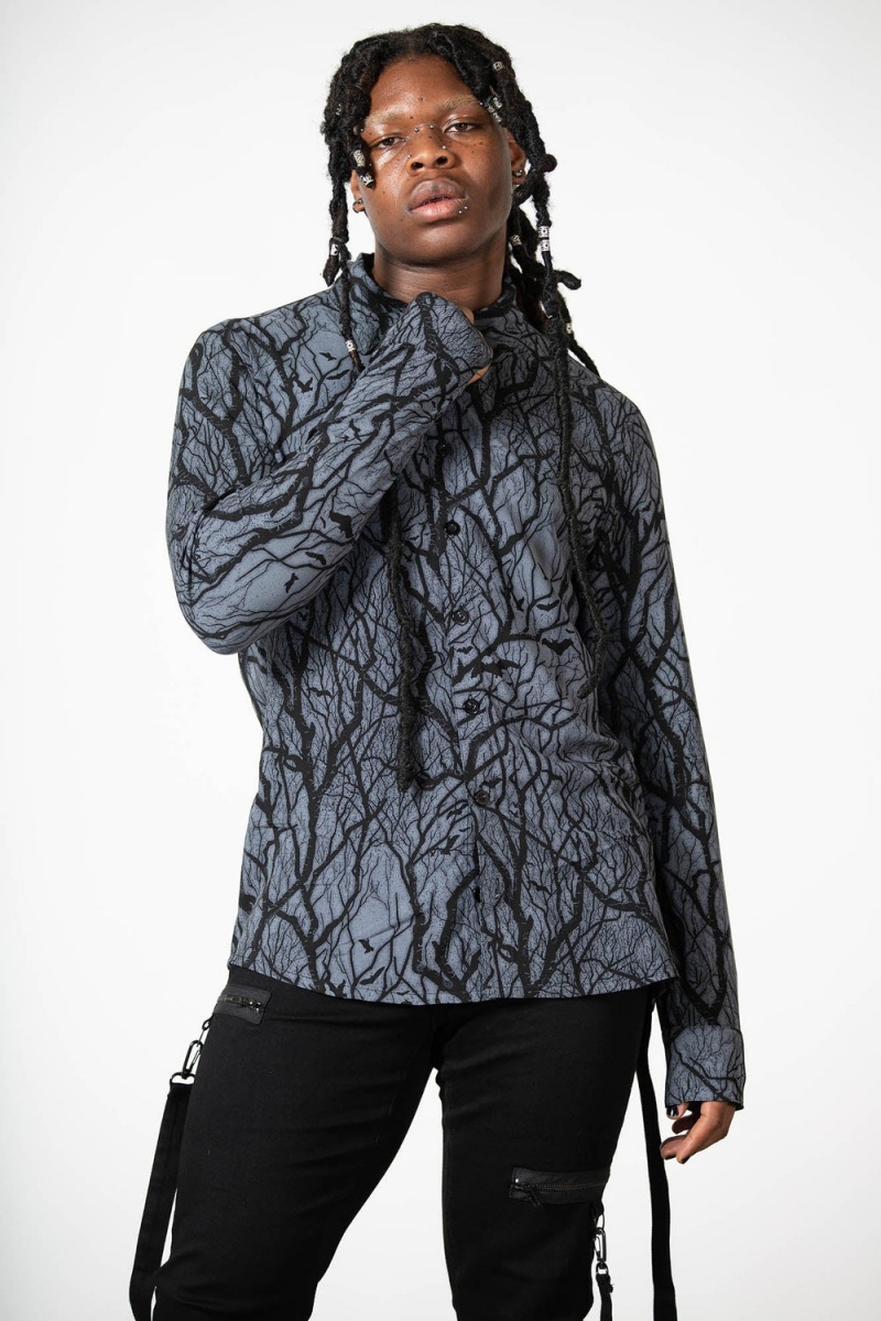 Killstar Night Grove Button-Up Shirt Negros | 15794-EASN