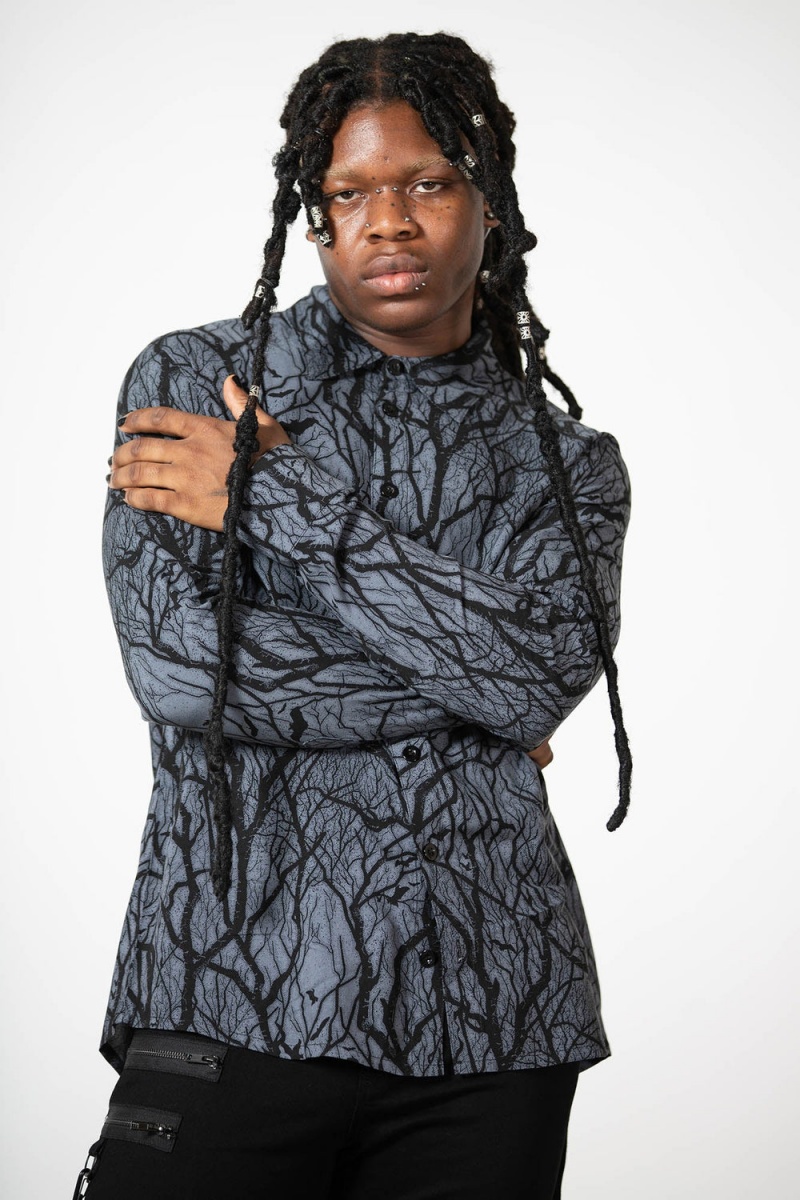 Killstar Night Grove Button-Up Shirt Negros | 15794-EASN