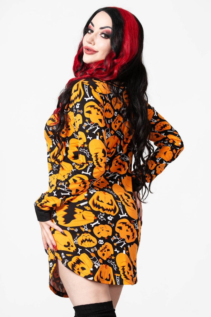 Killstar Night Harvest Henley Vestido Negros | 85704-DOMS