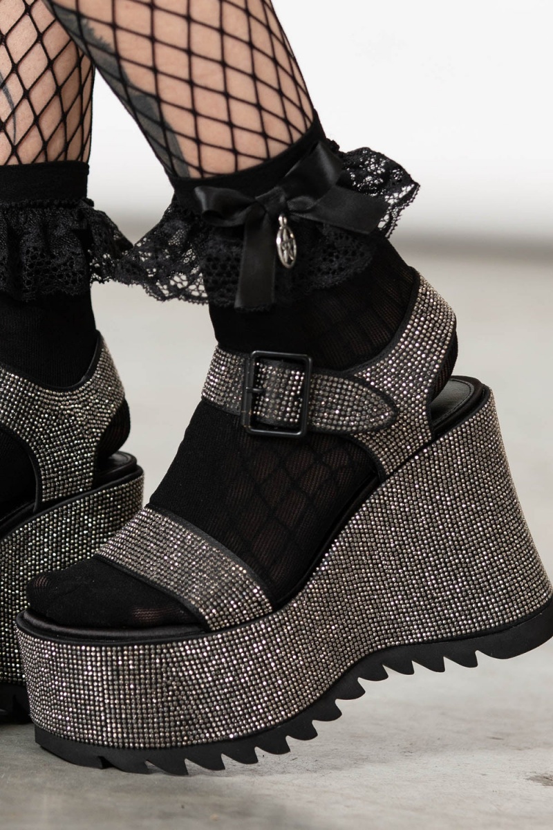 Killstar Night Queen Plataforma Sandal Glitter | 26510-FUBO
