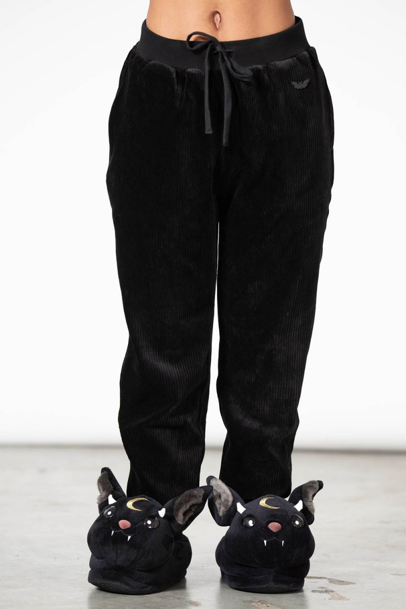 Killstar Night Sprawl Baggy Trousers Negros | 05231-ABPZ