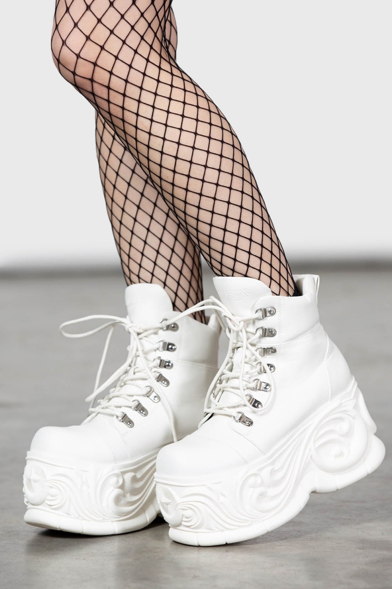 Killstar Nightflaw Plataforma Boots Blancos | 30182-VNXZ