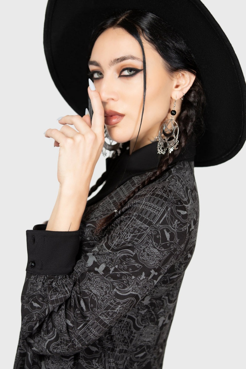 Killstar Nightshade Society Mini Vestido Negros | 87215-GTZY