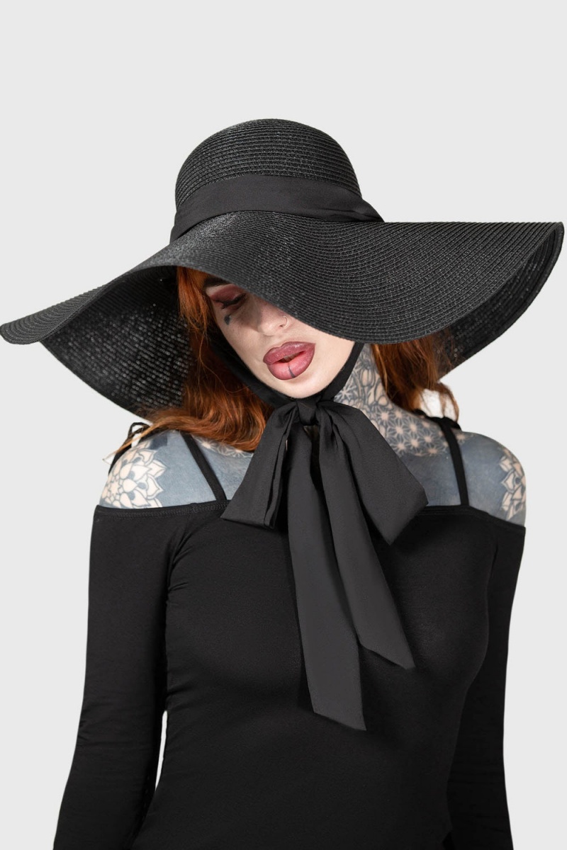 Killstar Nightshaded Sun Hat Negros | 87139-GLQS