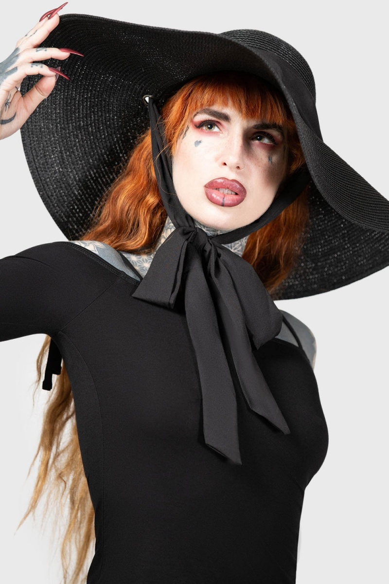 Killstar Nightshaded Sun Hat Negros | 87139-GLQS