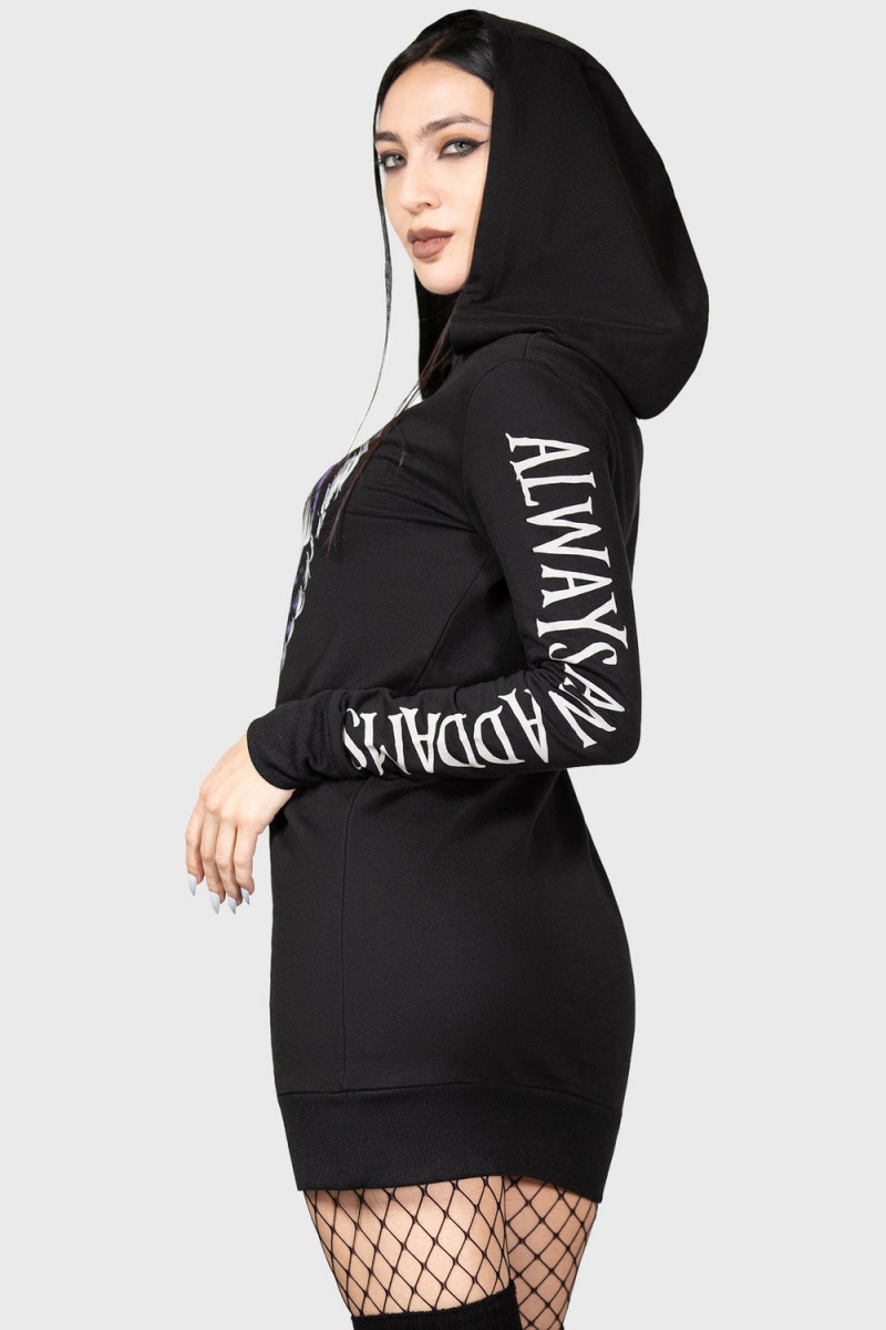 Killstar No-Hug Zone Longline Hoodie Negros | 34926-LDAU