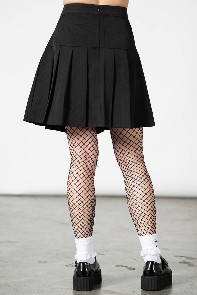 Killstar No Lip Plisado Skirt Negros | 53812-NBDT