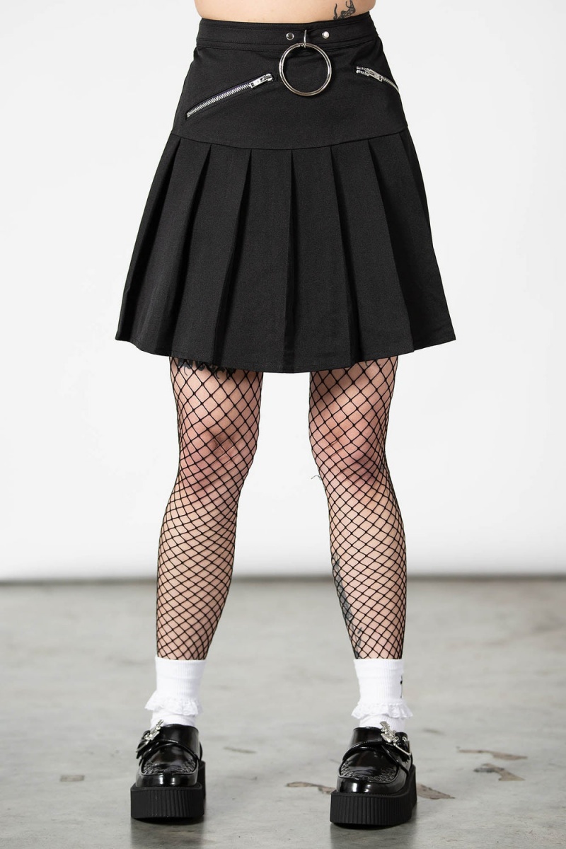 Killstar No Lip Plisado Skirt Negros | 53812-NBDT