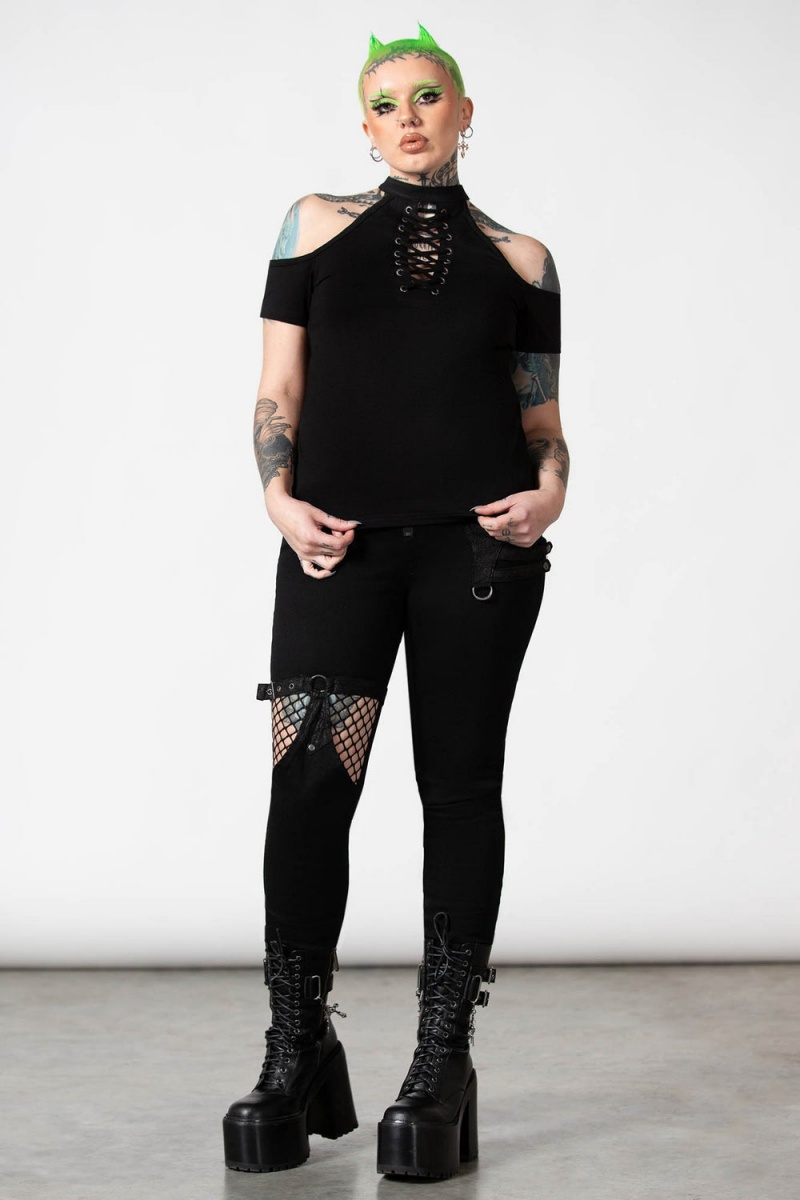 Killstar No Secrets Cap Sleeve Top Negros | 64150-IGXU