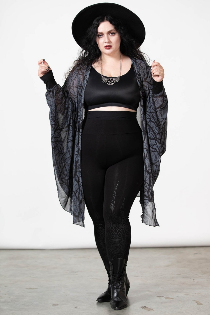Killstar Obscurum Chiffon Cardigan Negros | 72895-PSMW