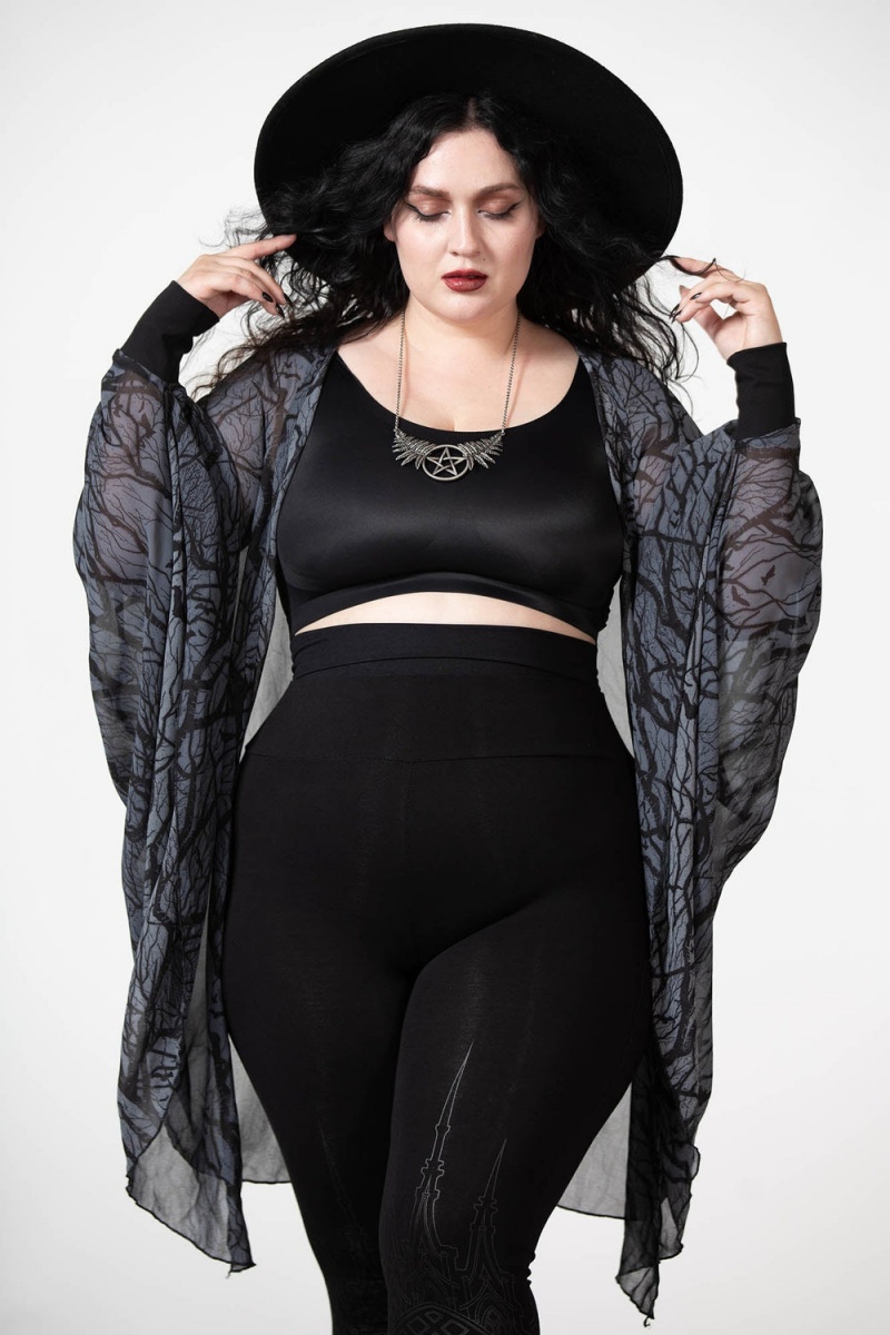 Killstar Obscurum Chiffon Cardigan Negros | 72895-PSMW