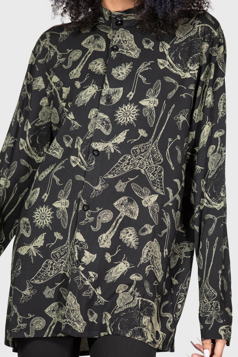 Killstar Odonata Shirt Negros | 97263-NAWE