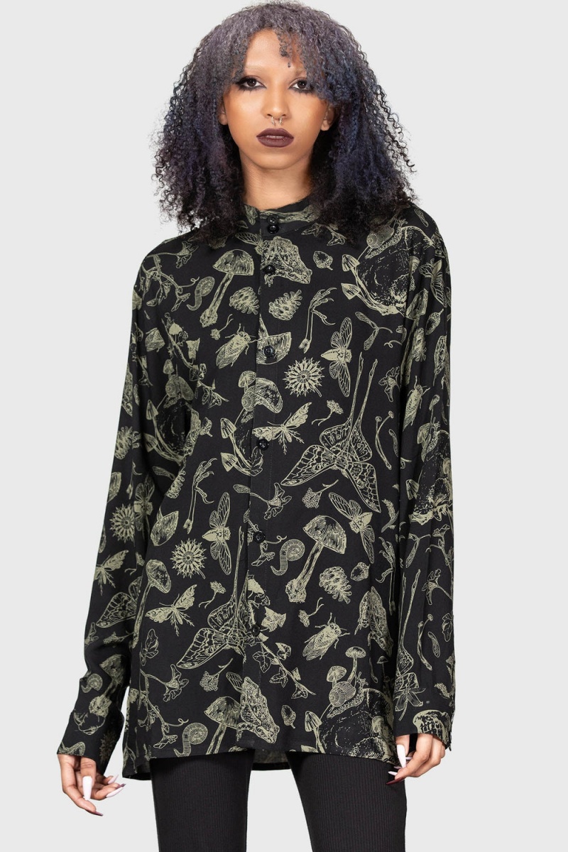 Killstar Odonata Shirt Negros | 97263-NAWE