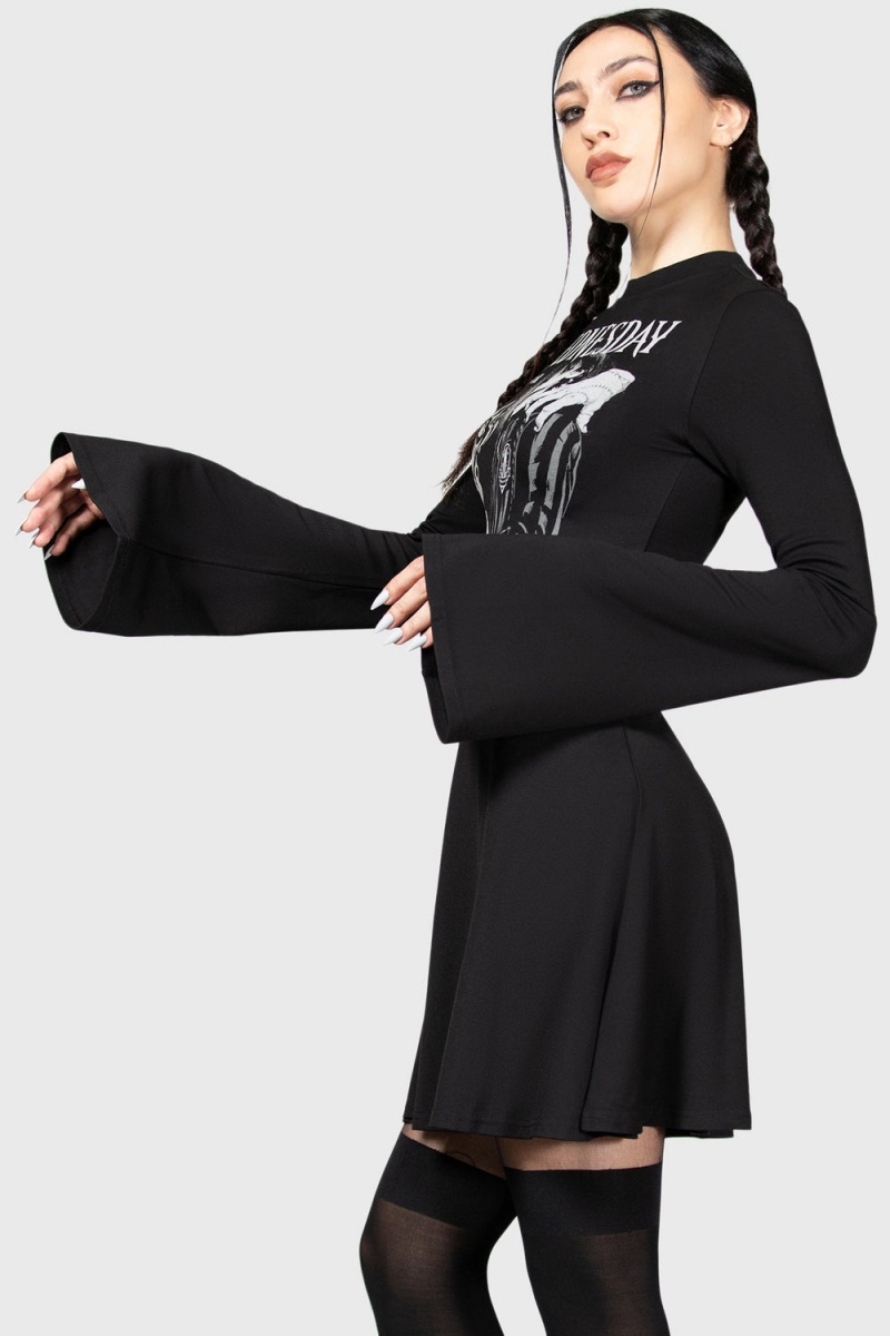 Killstar On Wednesdays Skater Vestido Negros | 27906-YERD