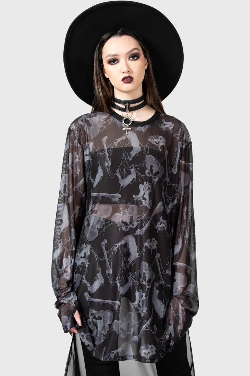 Killstar Ossuary Long Sleeve Top Negros | 01358-VBXQ