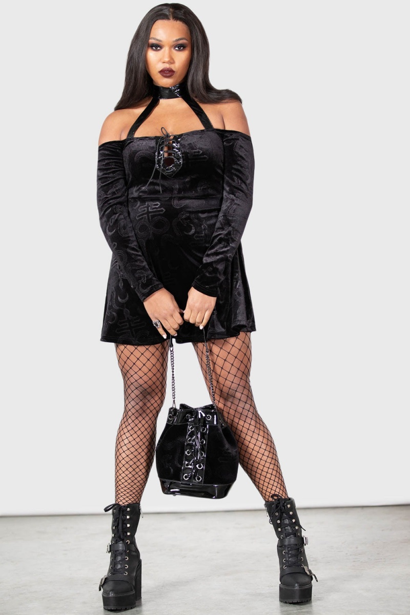 Killstar Otherworld Drawstring Bag Negros | 04512-NVAP