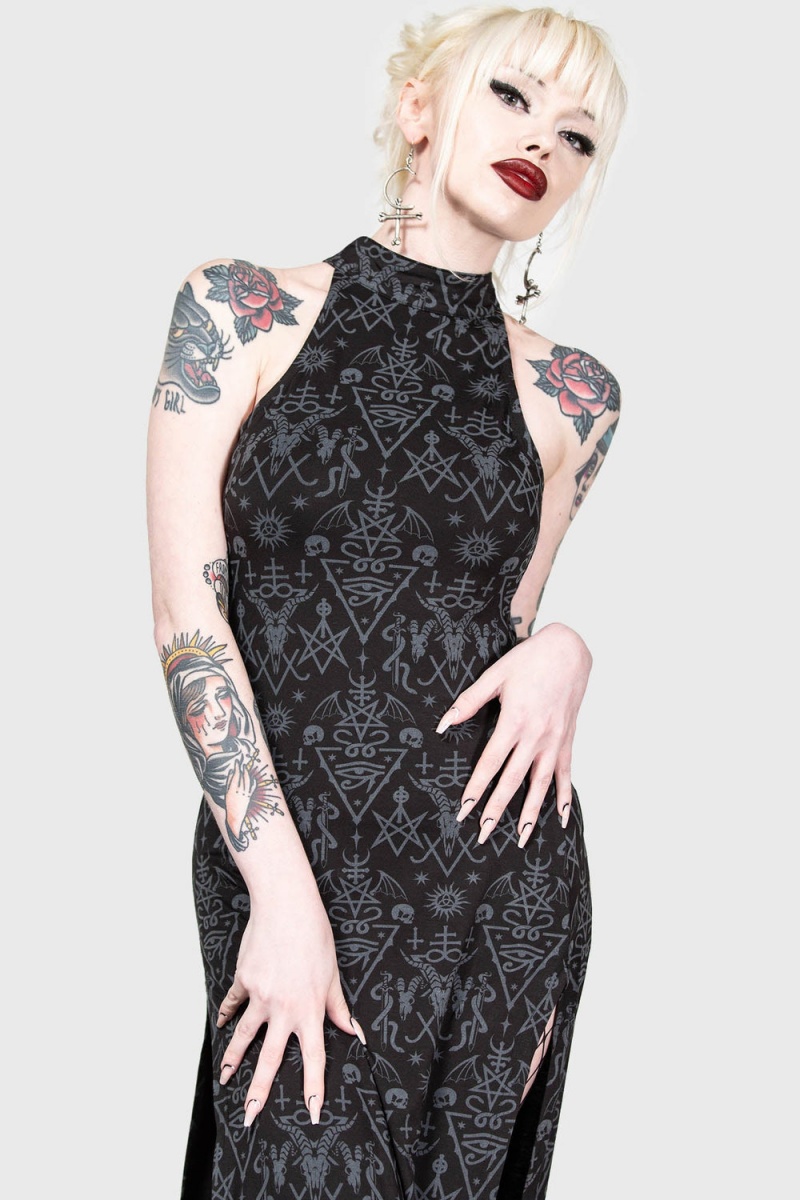 Killstar Over-Queen Maxi Vestido Negros | 96548-ZNYO