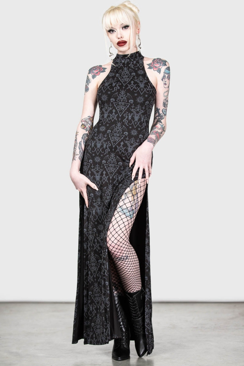 Killstar Over-Queen Maxi Vestido Negros | 96548-ZNYO