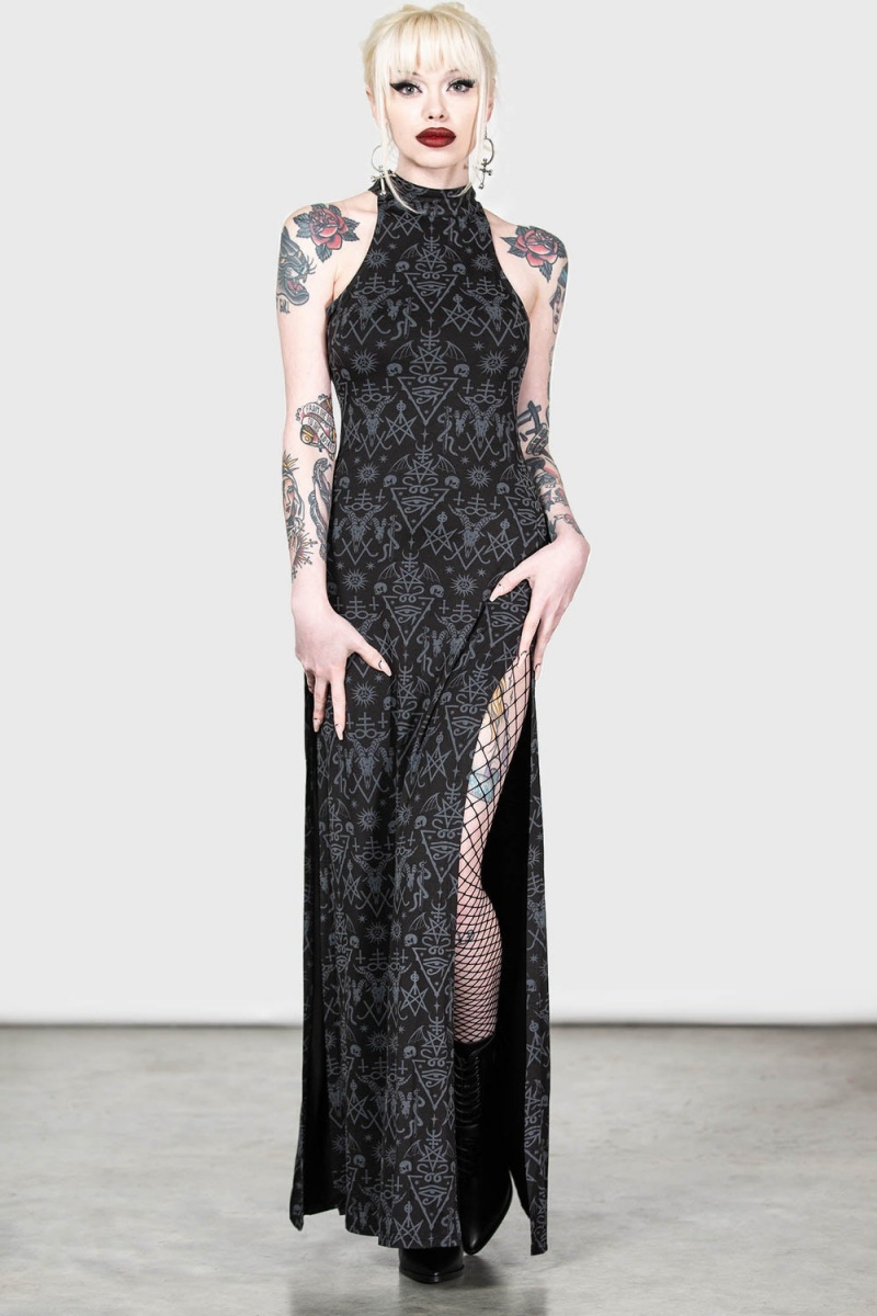 Killstar Over-Queen Maxi Vestido Negros | 96548-ZNYO