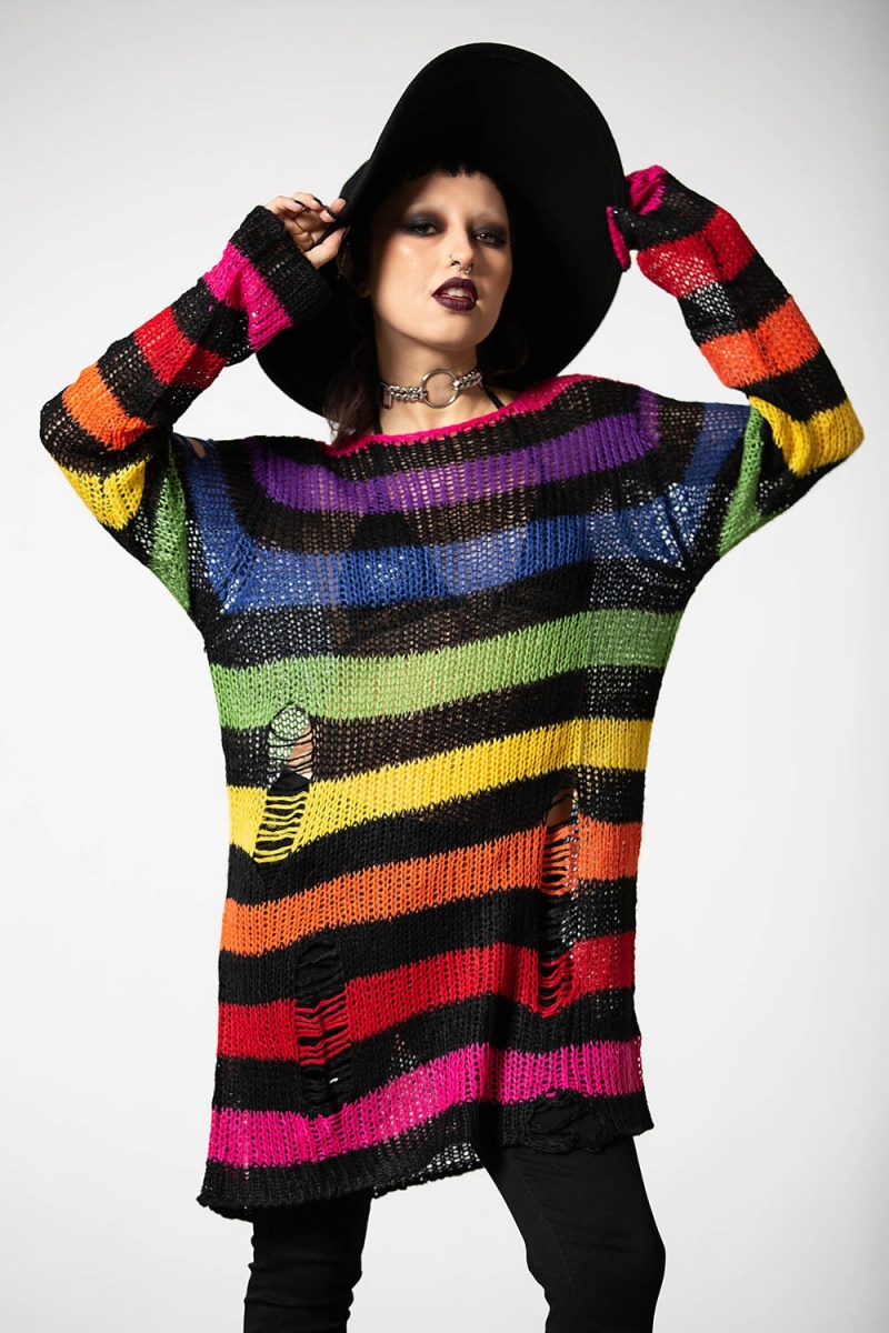Killstar Over The Rainbow Knit Sueter Rainbow | 47591-QPJI