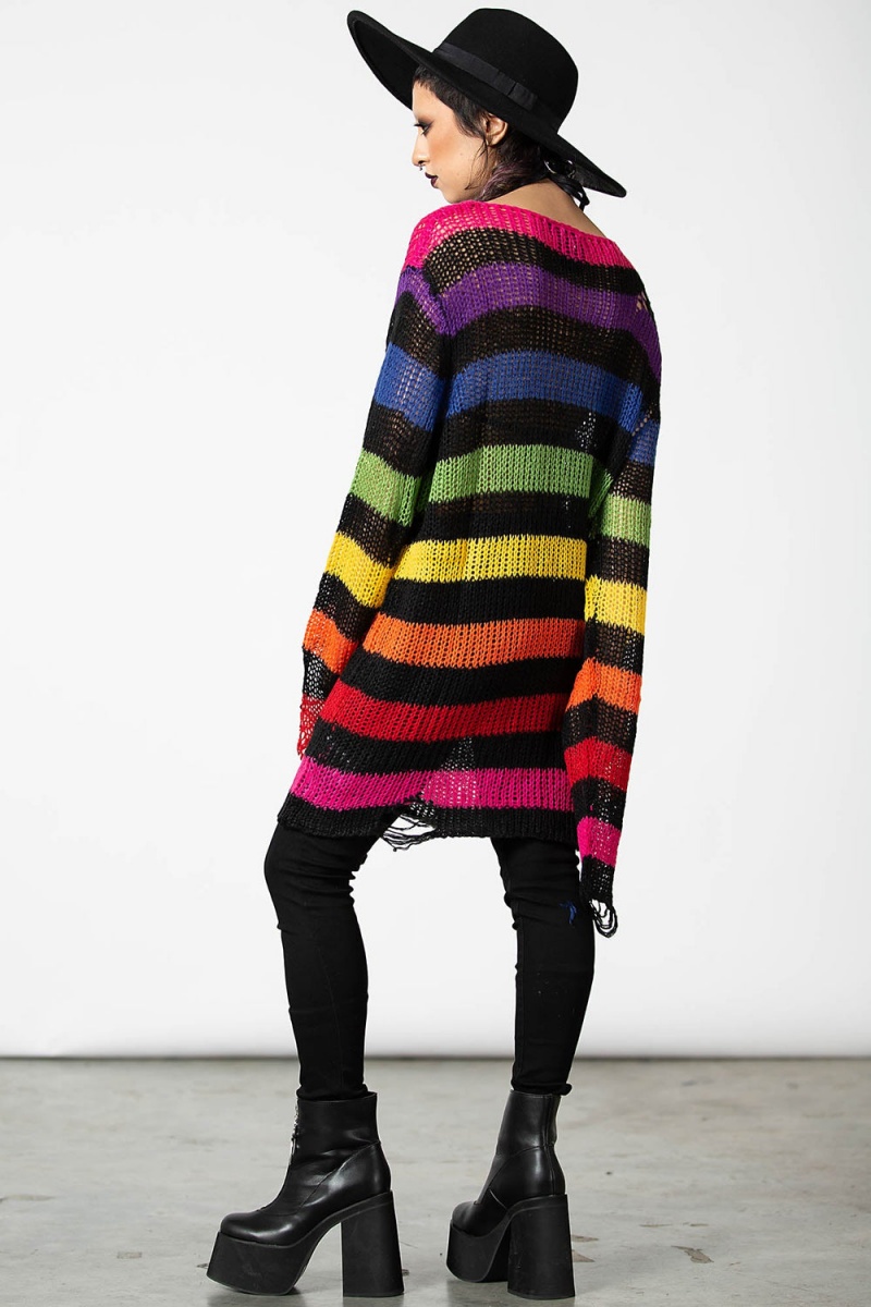 Killstar Over The Rainbow Knit Sueter Rainbow | 47591-QPJI
