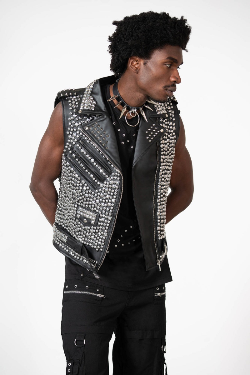 Killstar Overload II Cuero Vest [FAUX LEATHER] Negros | 24309-XZVJ