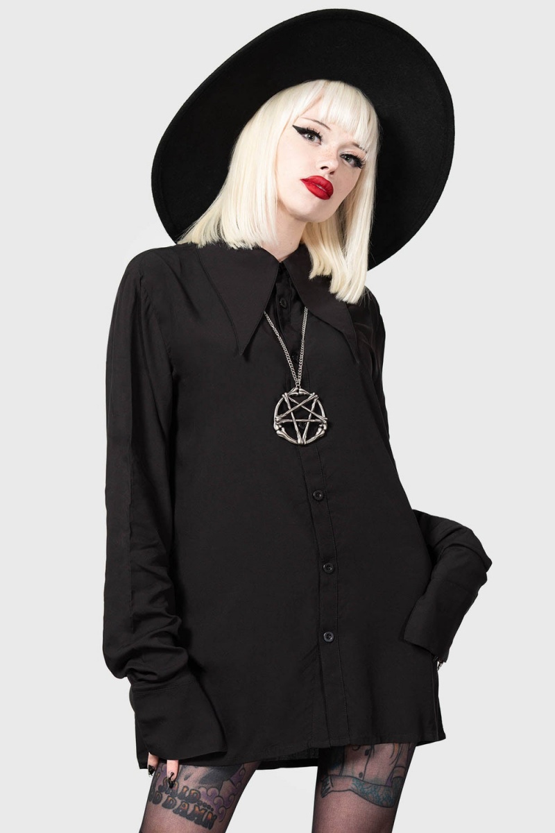 Killstar Paimon Shirt Negros | 78219-RSUW