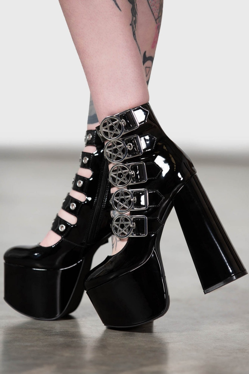 Killstar Panic Plataforma Shoes Negros | 37526-URZS