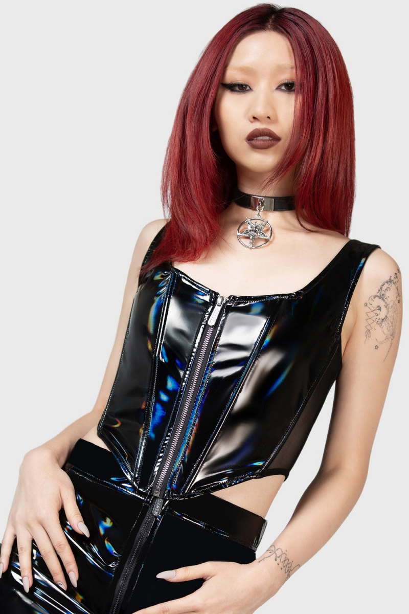 Killstar Paradigm Corset Top Negros | 53402-KZYI