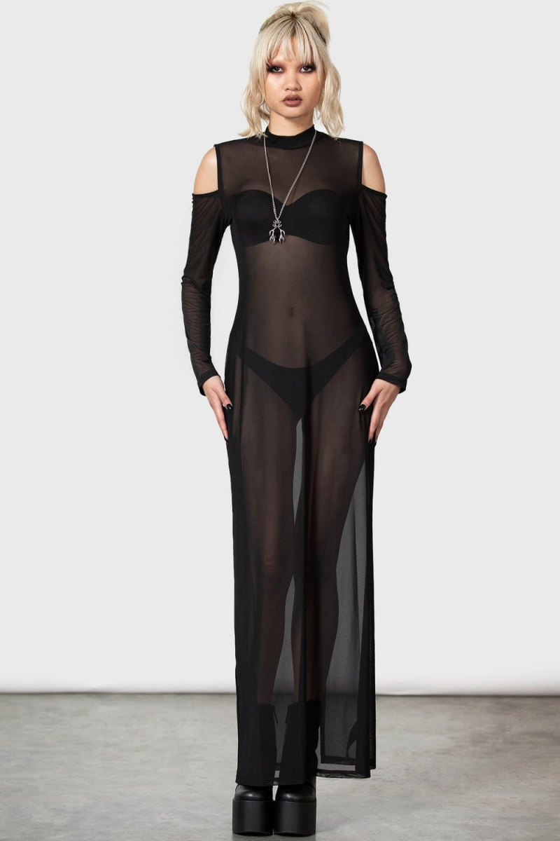 Killstar Paranormal Maxi Vestido Negros | 07135-ZCPF