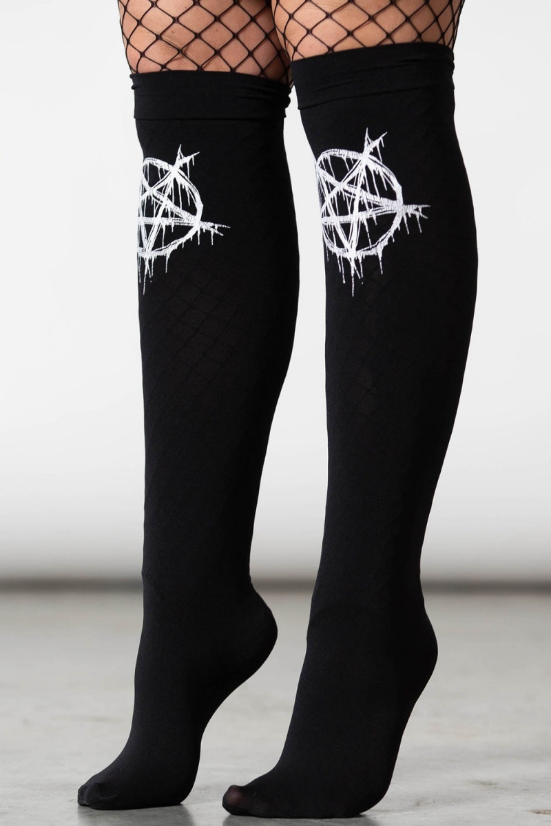 Killstar Penta Blood Stockings Negros | 95760-QRCW