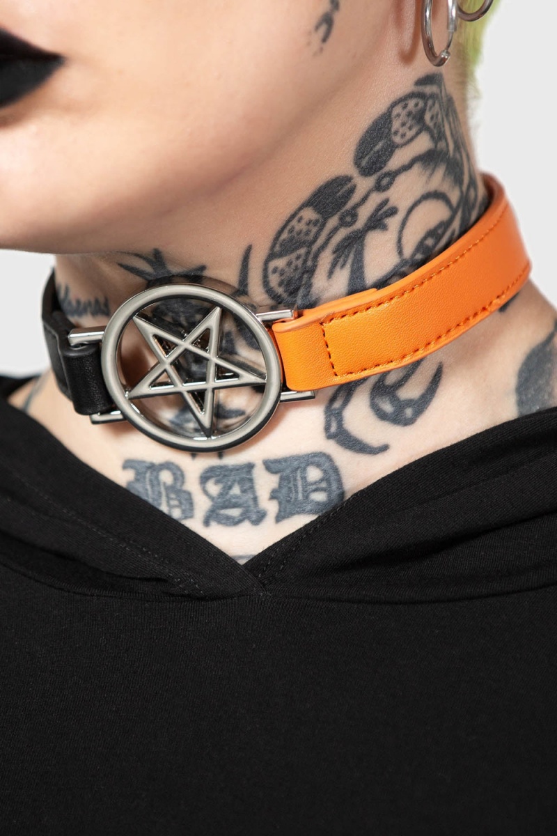 Killstar Penta Half Choker [BLACK/ORANGE] Naranjas | 90381-VEDY