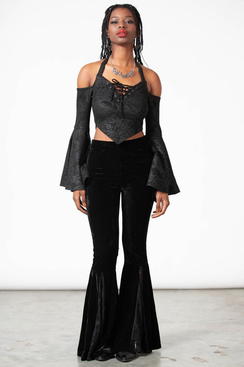 Killstar Periwinkle Halter Crop Top Negros | 58947-XUBW