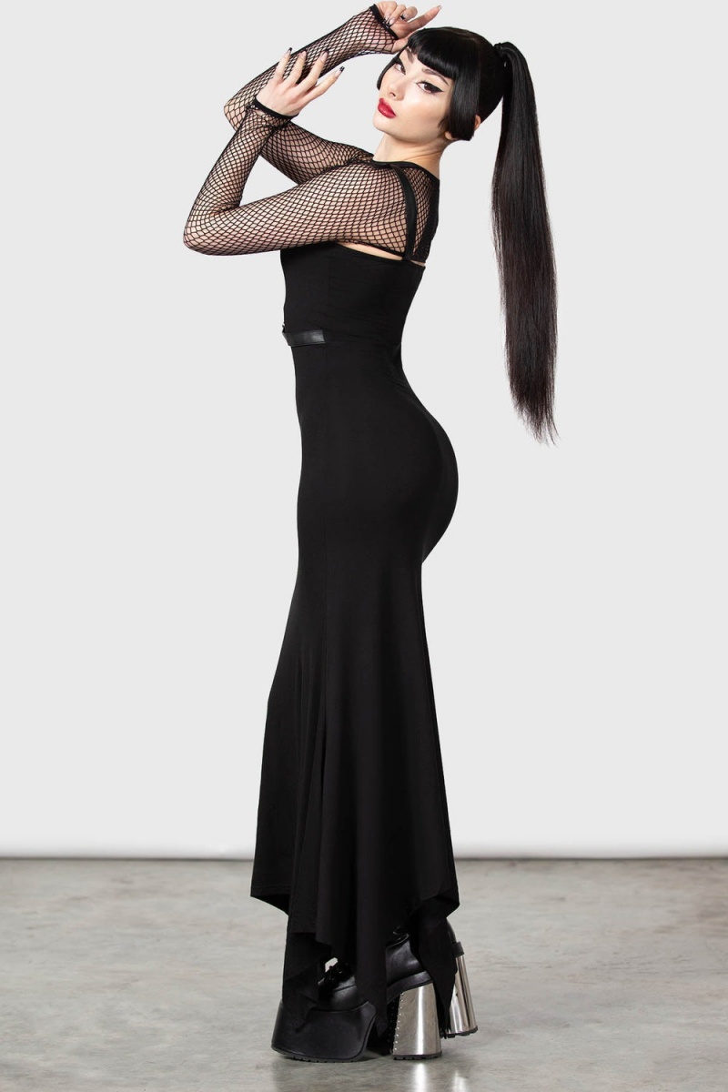 Killstar Phoenix Maxi Vestido Negros | 84157-KRAD