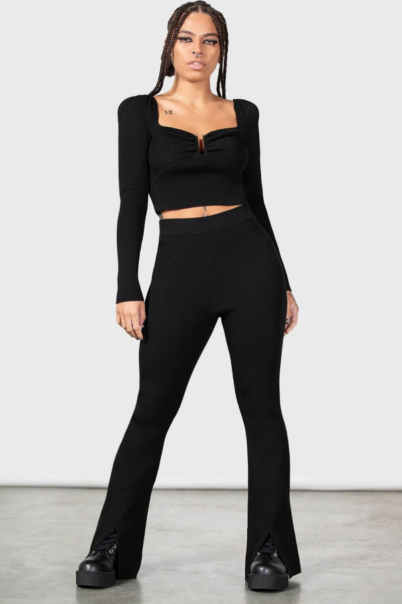 Killstar Pia Pollyanna Knit Top Negros | 96532-UQVJ