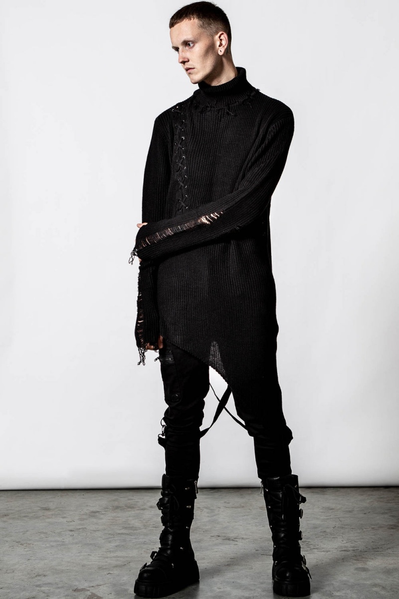 Killstar Placebo Knit Sueter Negros | 01976-GDAR