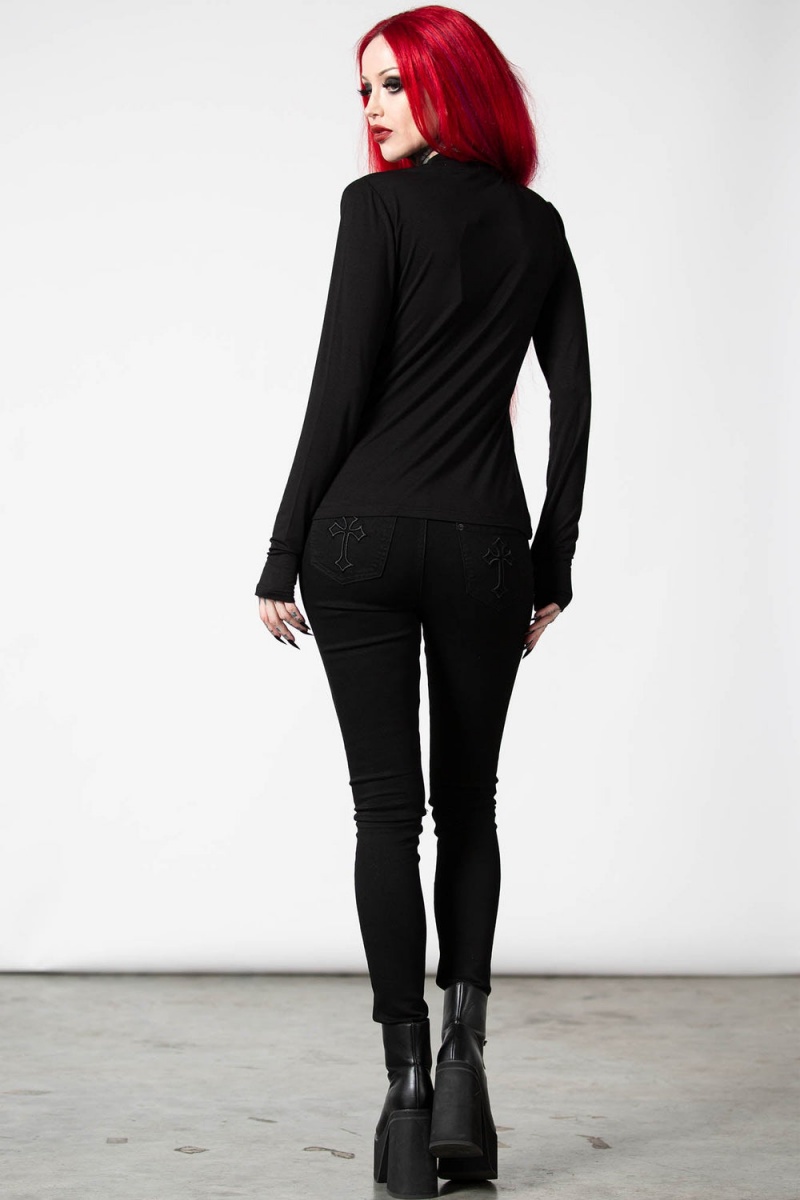 Killstar Pogo Long Sleeve Top Negros | 58467-LUNM