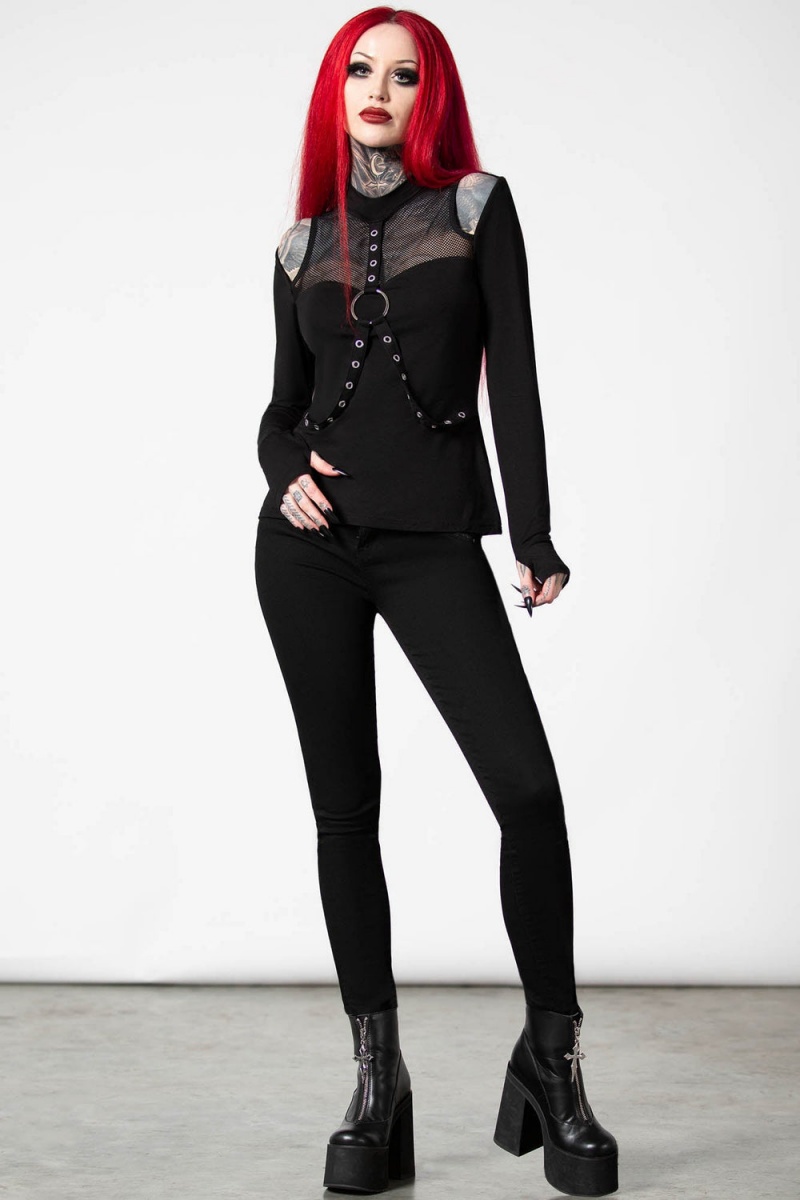 Killstar Pogo Long Sleeve Top Negros | 58467-LUNM