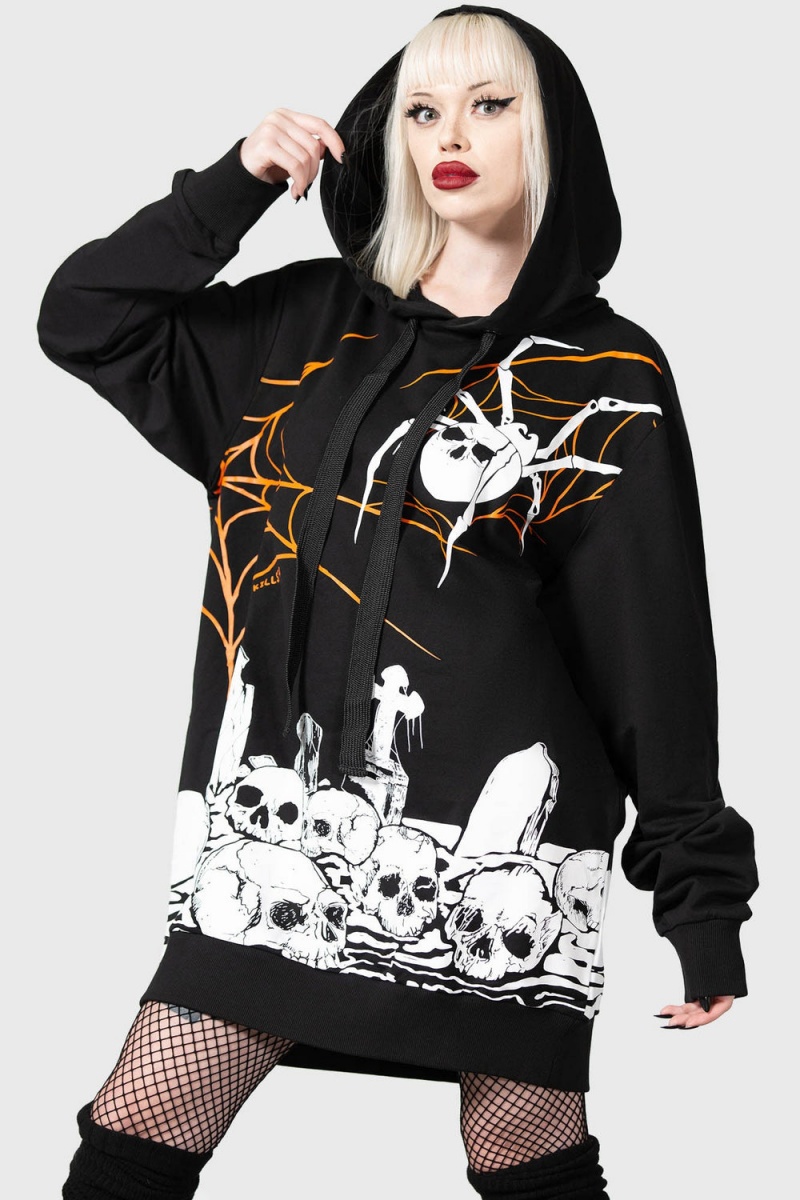 Killstar Pumpkin Reaper Hoodie Negros | 23478-IZTM