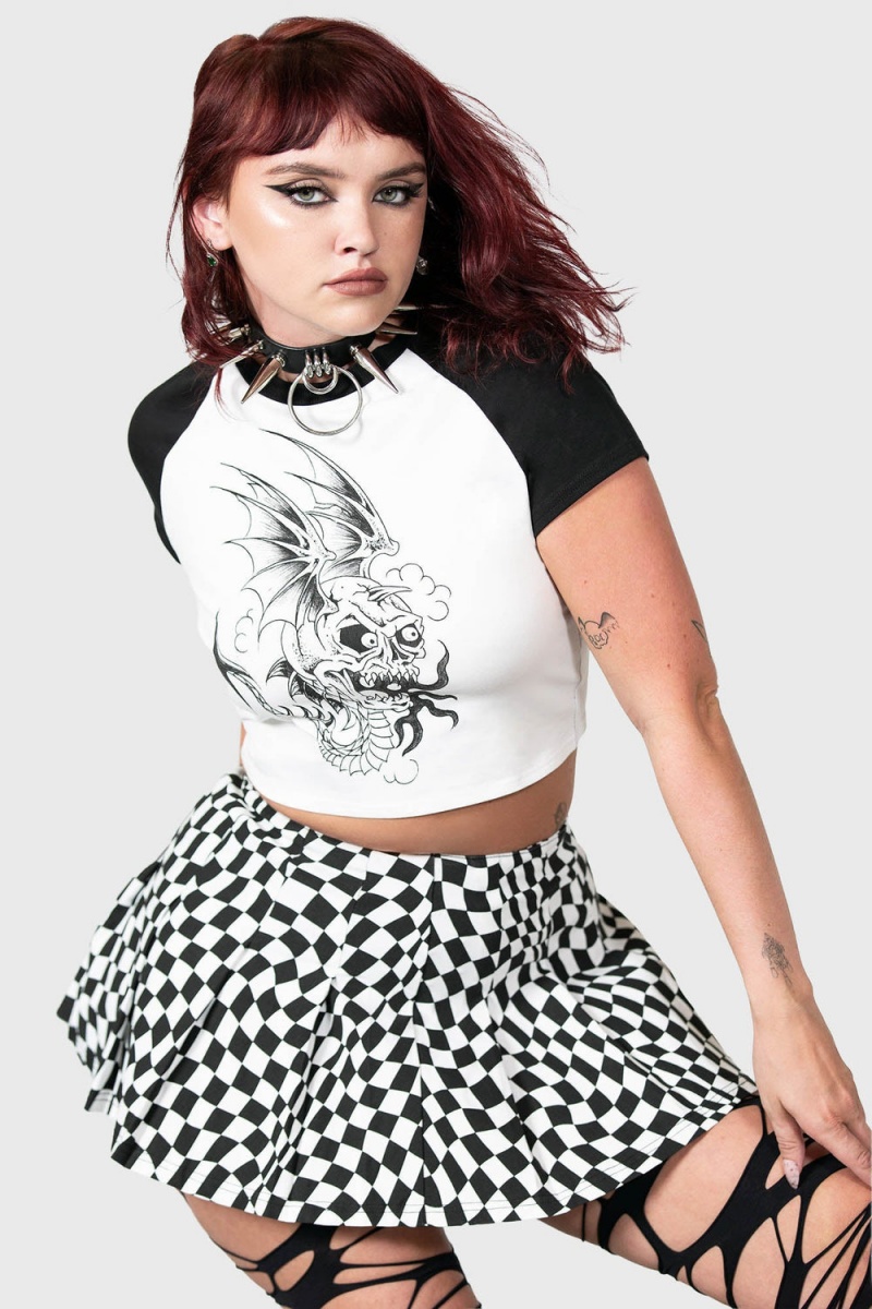 Killstar Punk/Wave Mini Skirt Negros Blancos | 25430-LQKZ