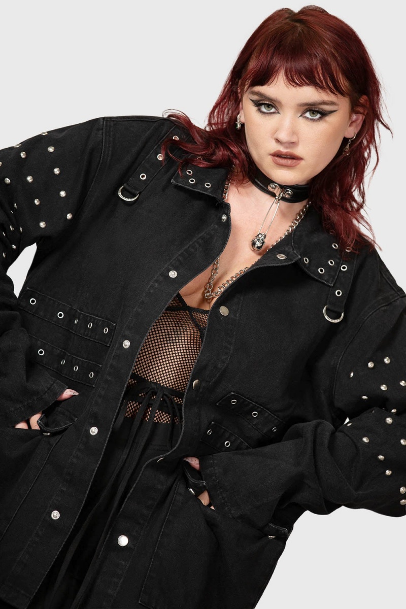 Killstar Punktured Shacket Negros | 28967-WHOX