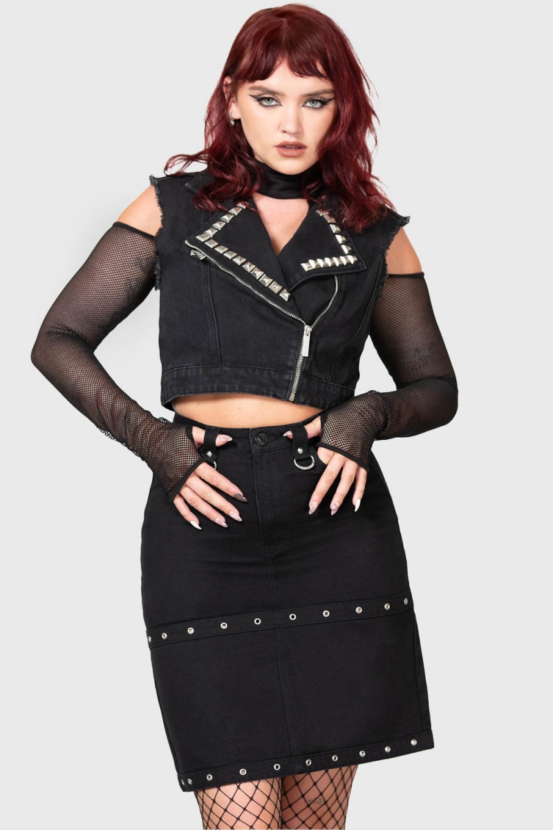 Killstar Punktured Skirt Negros | 94270-QNJW