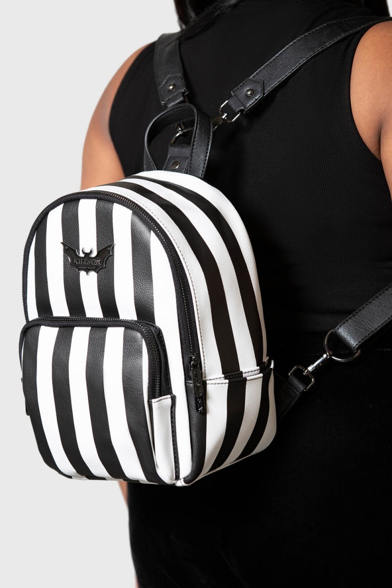 Killstar Rails Mini Backpack Negros Blancos | 84105-BMRU