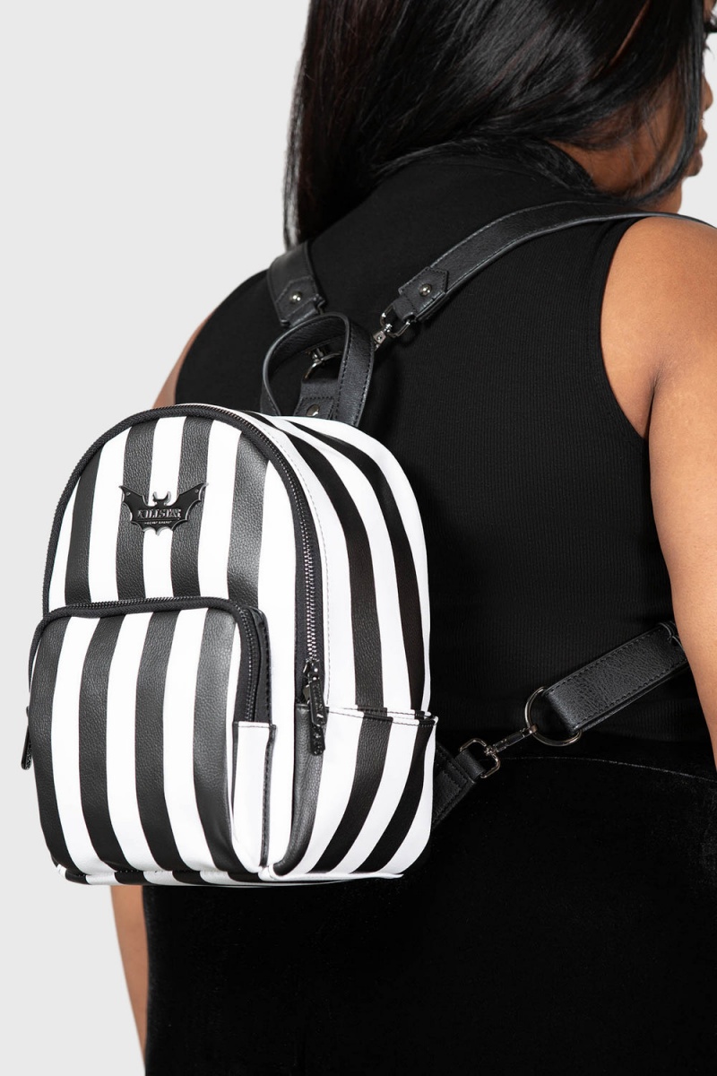 Killstar Rails Mini Backpack Negros Blancos | 84105-BMRU