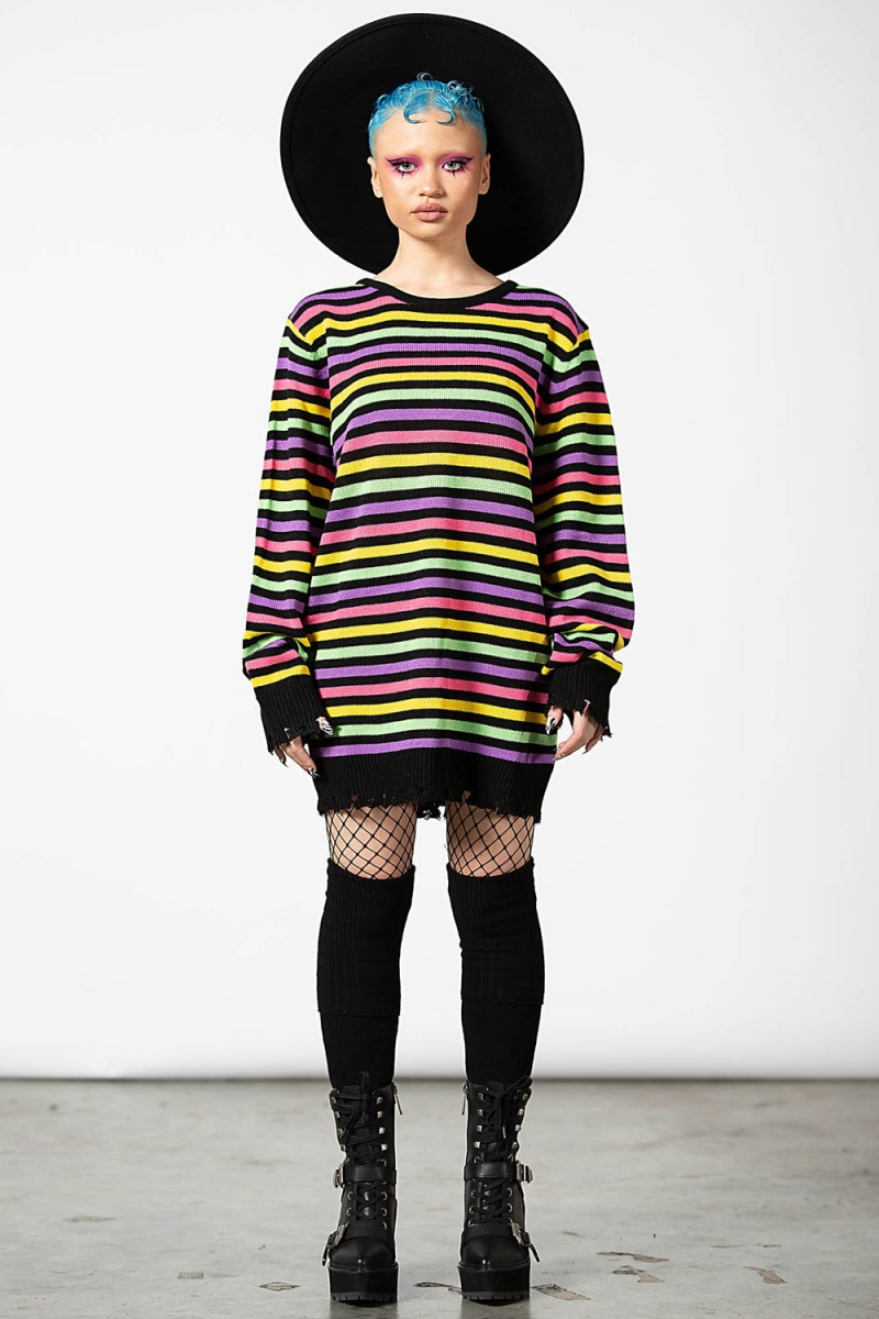 Killstar Rainbow Warrior Knit Sueter Rainbow | 20153-RHME