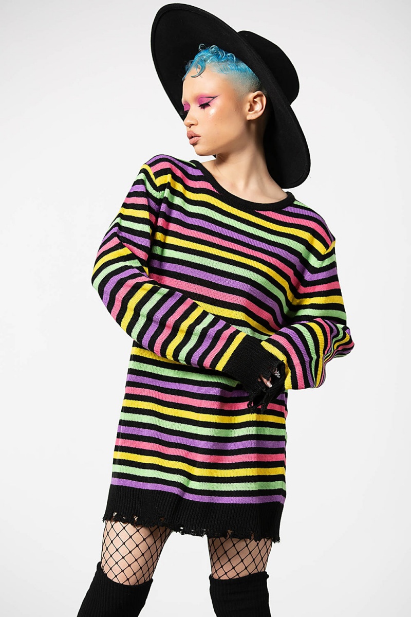 Killstar Rainbow Warrior Knit Sueter Rainbow | 20153-RHME