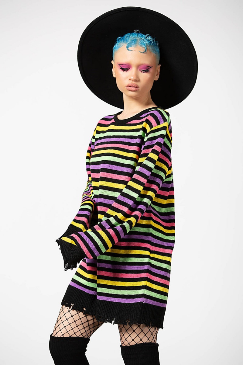 Killstar Rainbow Warrior Knit Sueter Rainbow | 57843-AORC