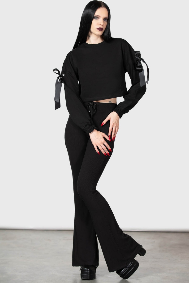 Killstar Ray Crop Sueter Negros | 41802-OHLQ