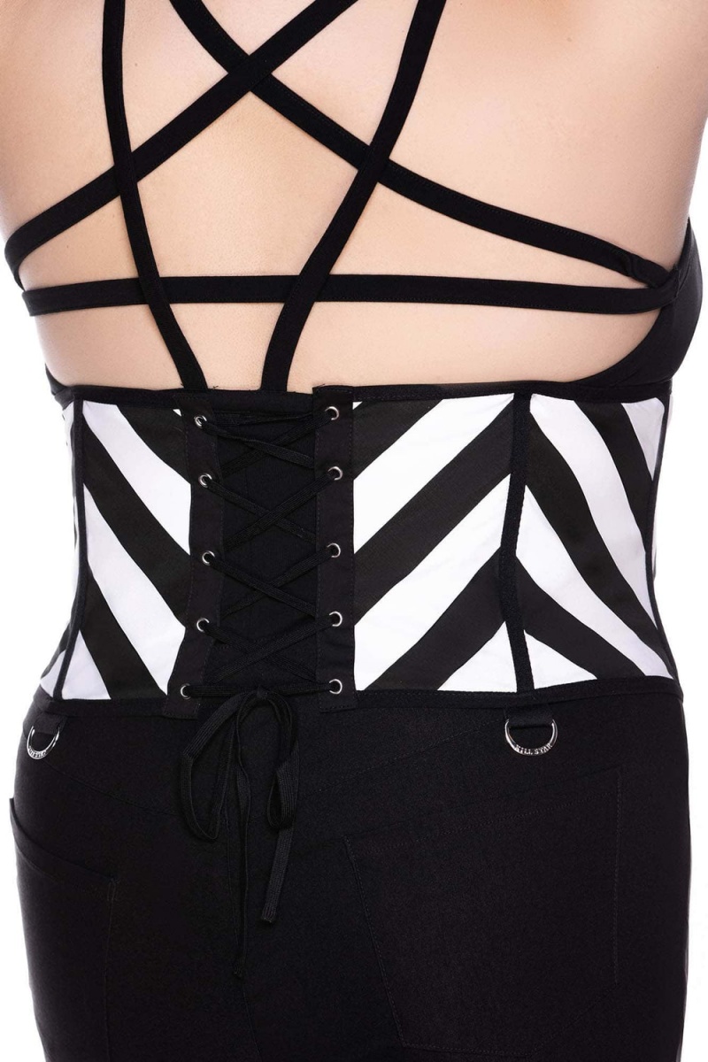 Killstar Realm Of Saturn Corset Belt [PLUS] Negros Blancos | 83425-KXFP